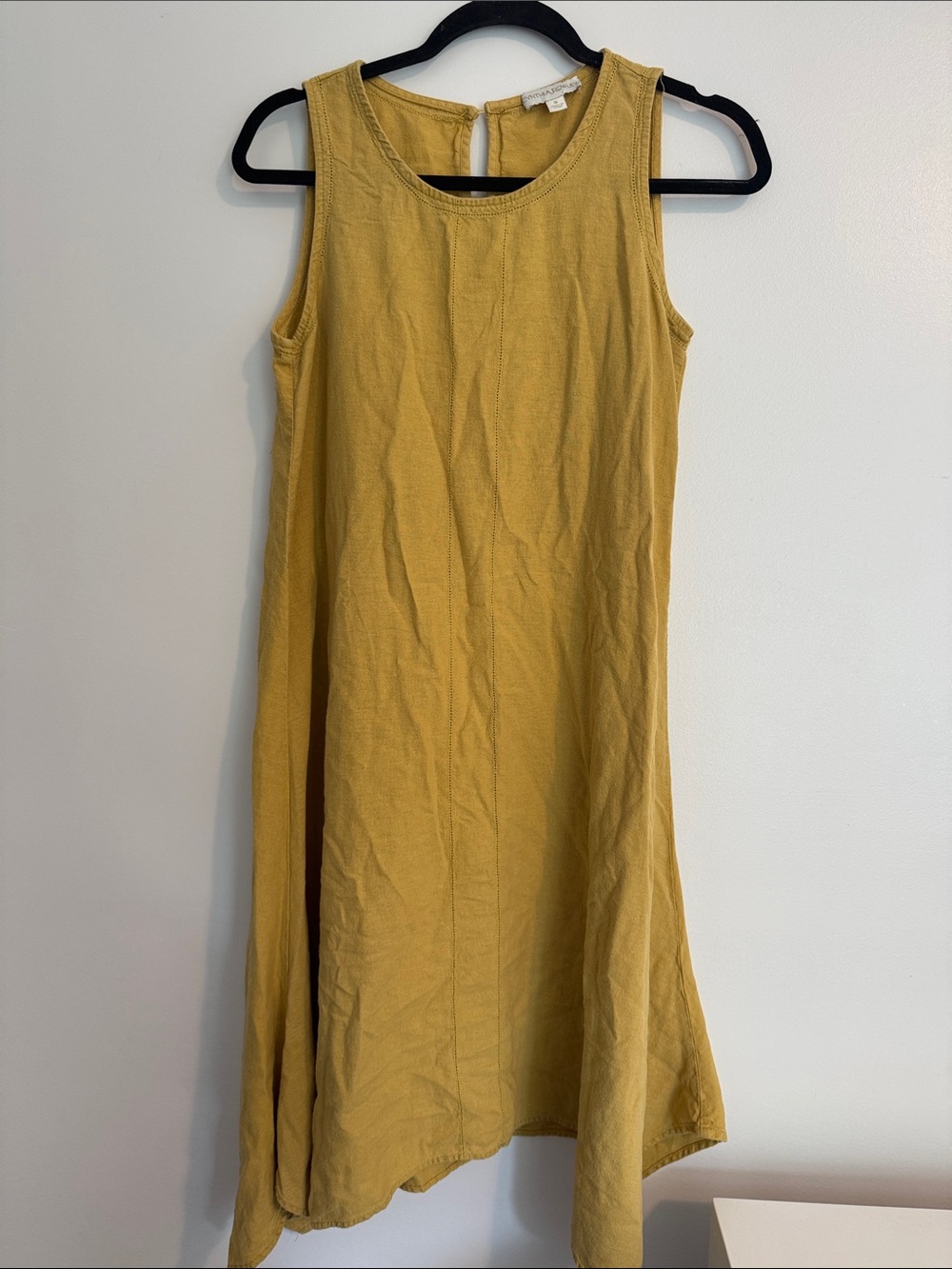 Cynthia Rowley Sleeveless Mustard Yellow Linen Blend Women's A-Line Dress